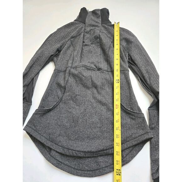 Lululemon Base Runner 1/2 Zip Heathered Herringbone Black Reflective Trim Sz 6 - Picture 6 of 14